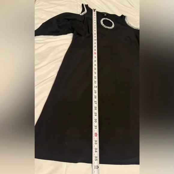 Black Dress with Rhinestone Cutouts 3/4 sleeves Size Medium - Picture 9 of 9